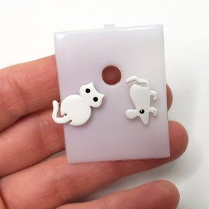 New White Mouse and Cat Earrings